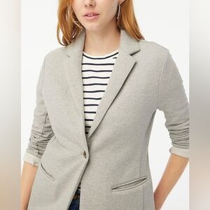J. Crew Knit Cotton One Button Professional Career Gray Sweatshirt Blazer Size 8